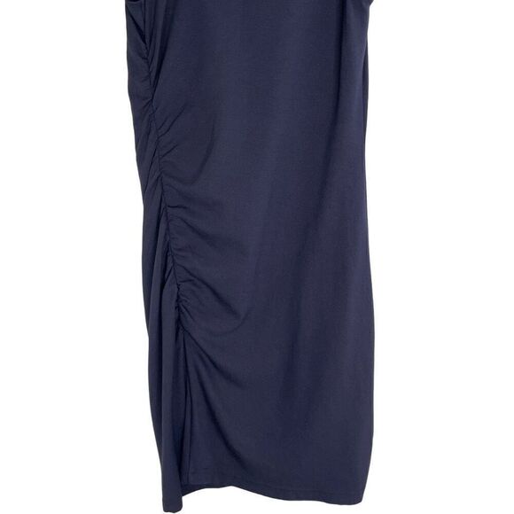 Club Monaco Navy Blue Ruched Pullover Crew Neck Sleeveless Dress Size M - Picture 4 of 9
